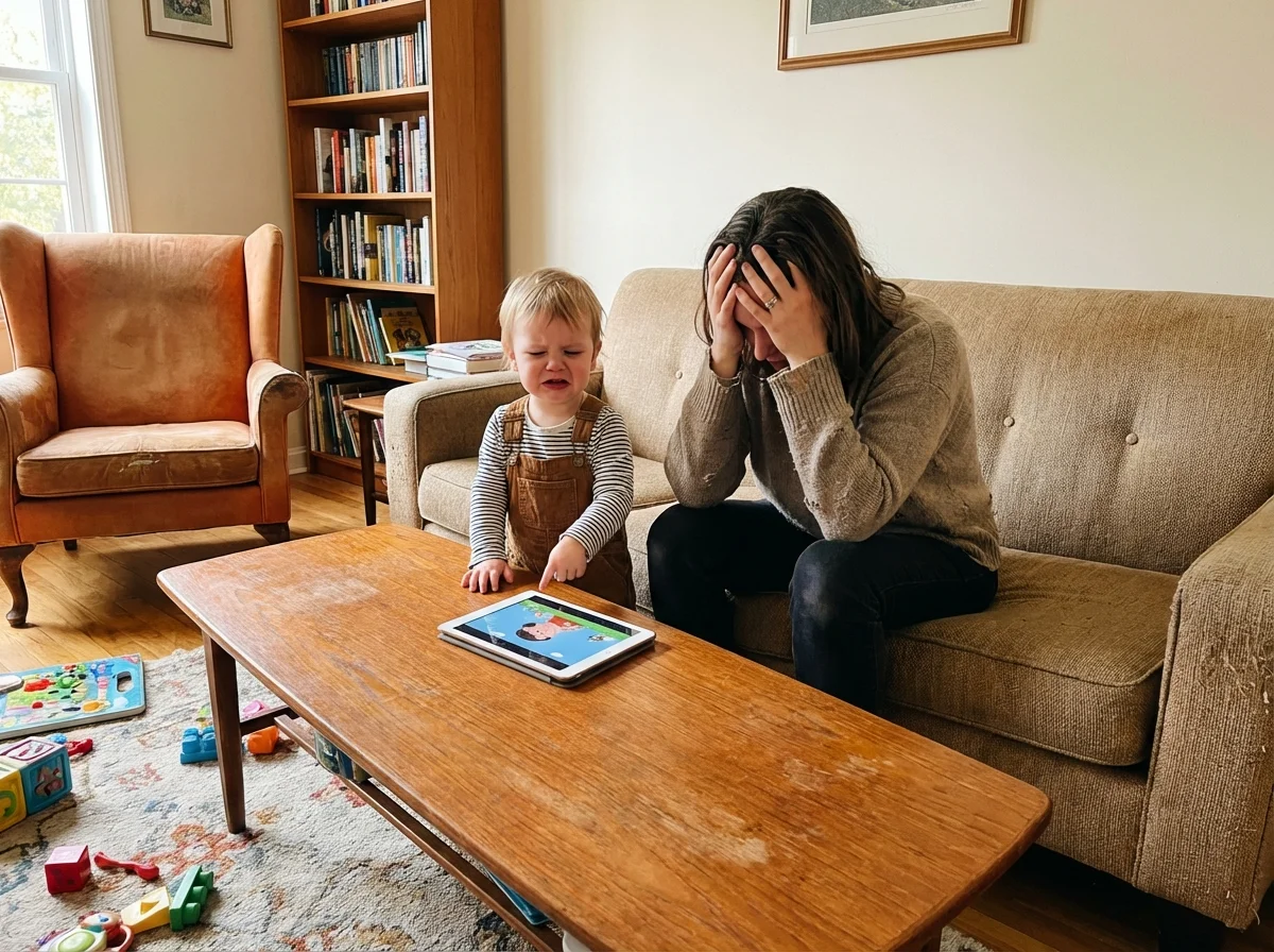 Parent frustrated while child whines about being bored