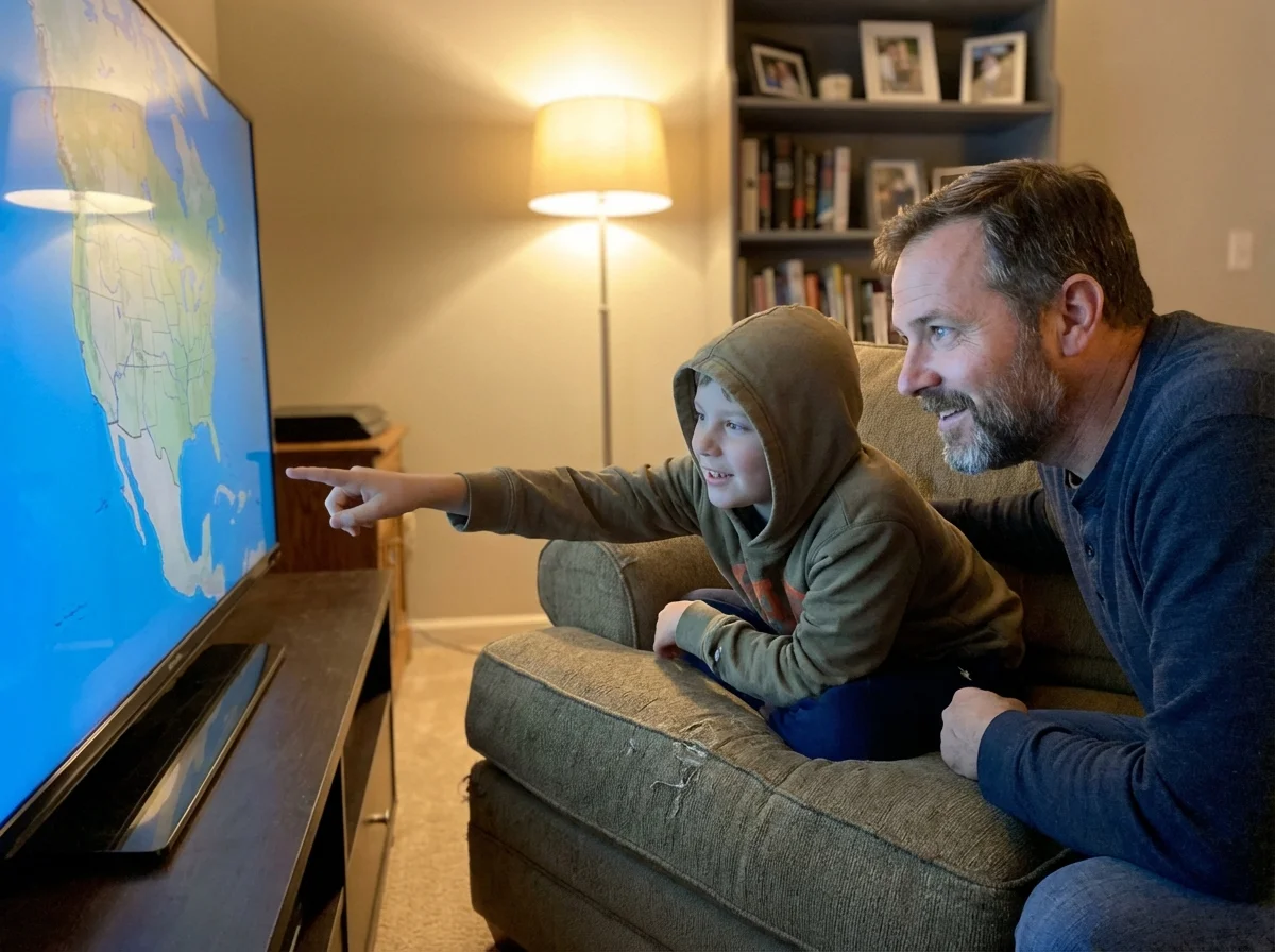Parent showing interest in child's gaming world by watching them play together